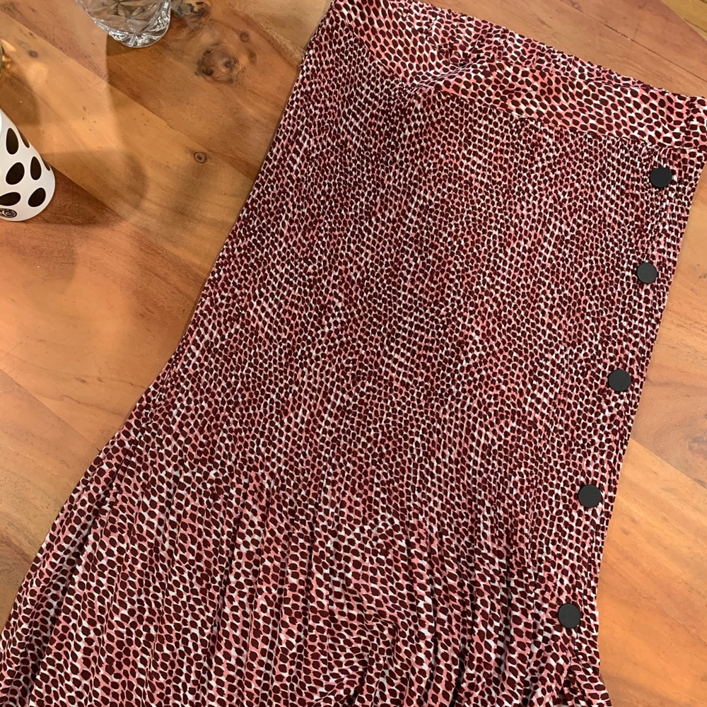 Topshop patterned pleated midi skirt